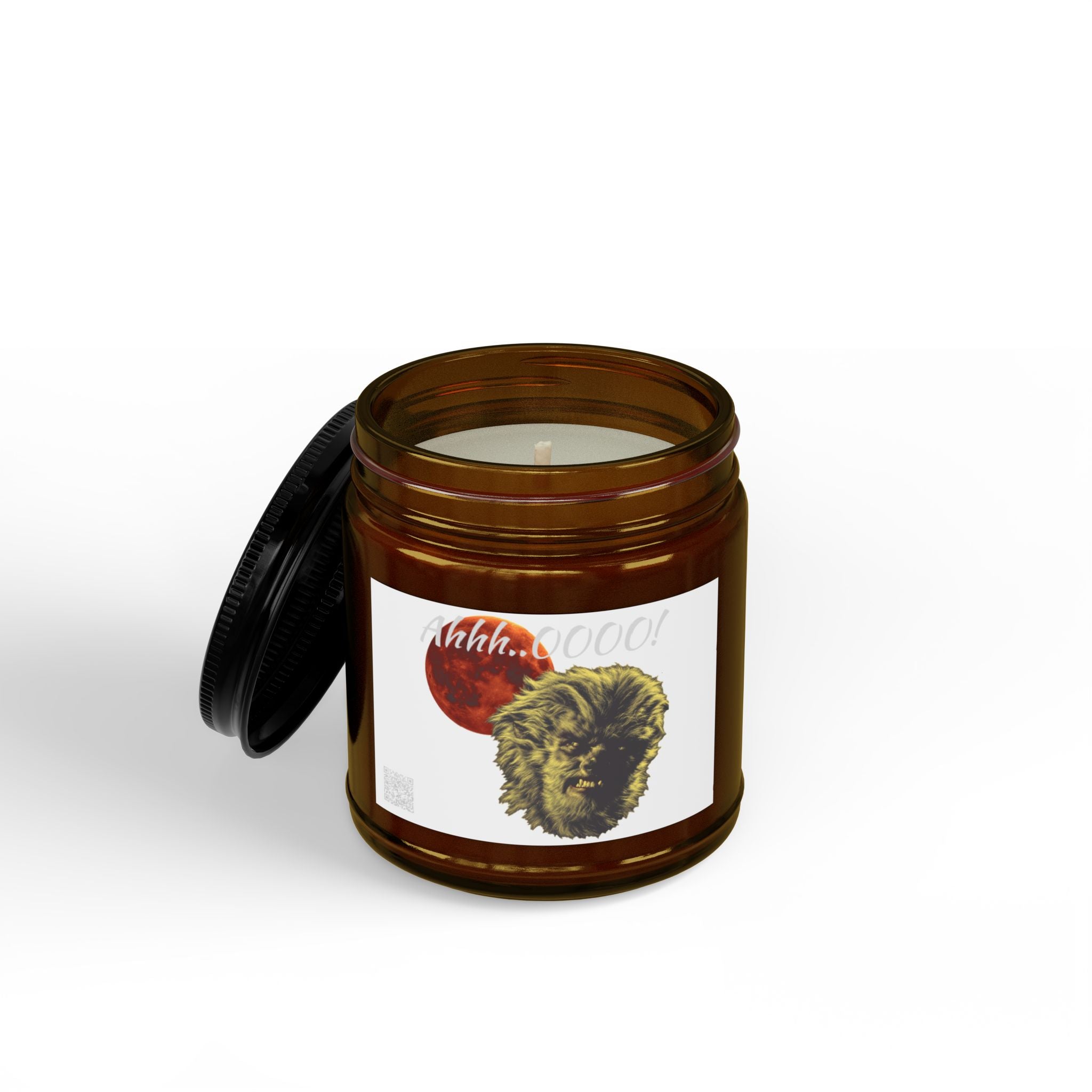 Halloween - Midnight Moon and Werewolf - Scented Soy Candles with Black Lid, (4 and 9oz)