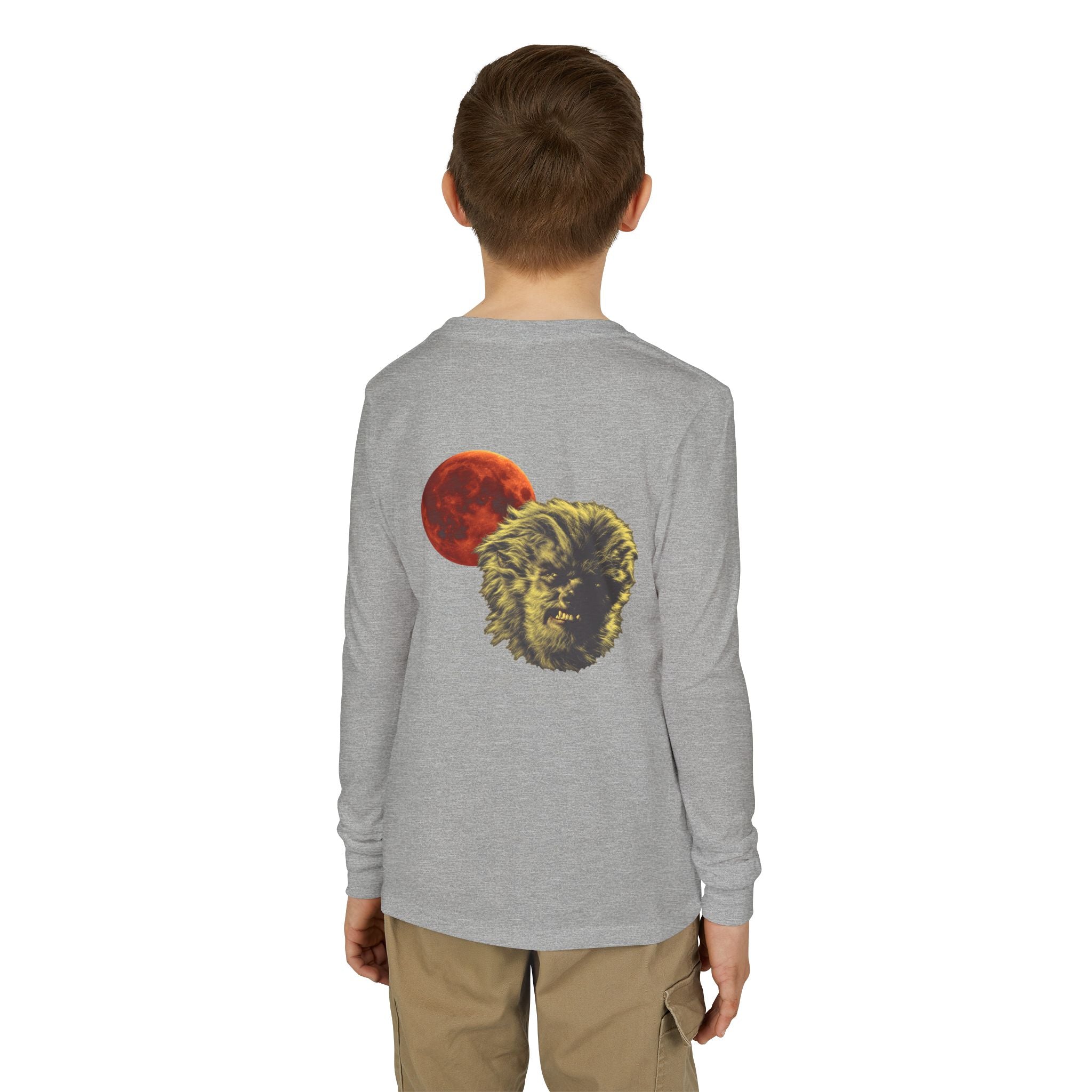 Halloween - Blood Moon and Werewolf - Youth Jersey Long Sleeve Tee