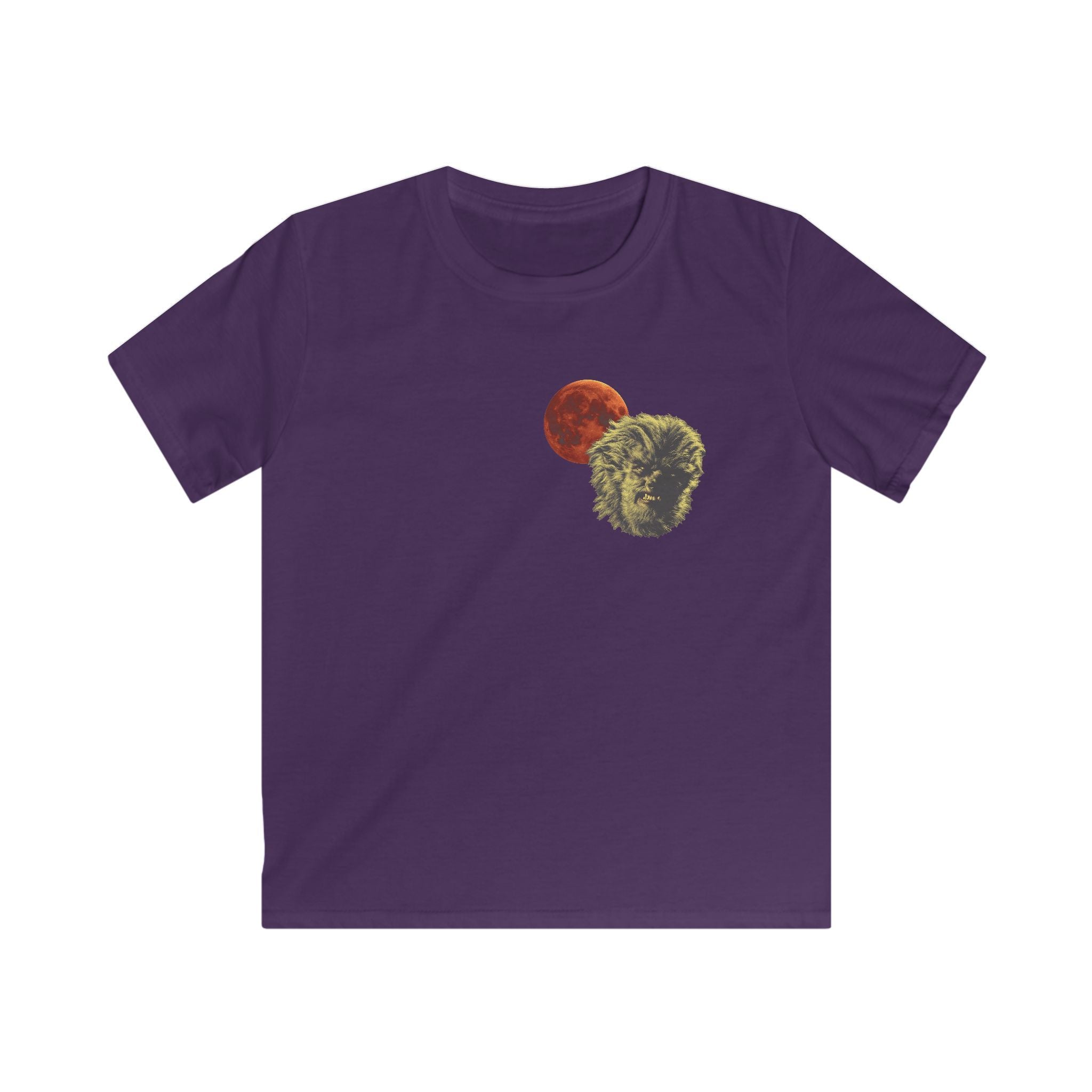 Halloween - Midnight Moon and Werewolf - Kids Softstyle Tee