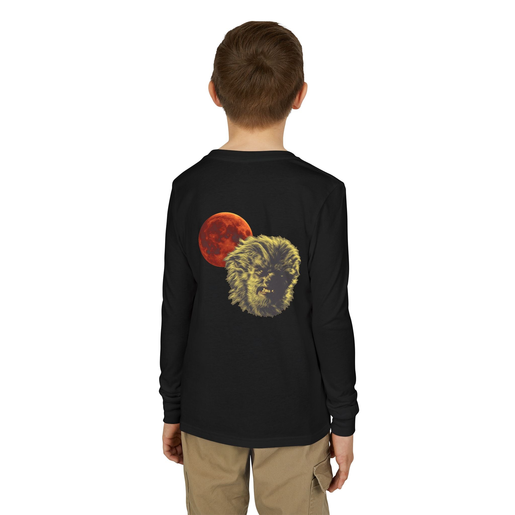 Halloween - Blood Moon and Werewolf - Youth Jersey Long Sleeve Tee