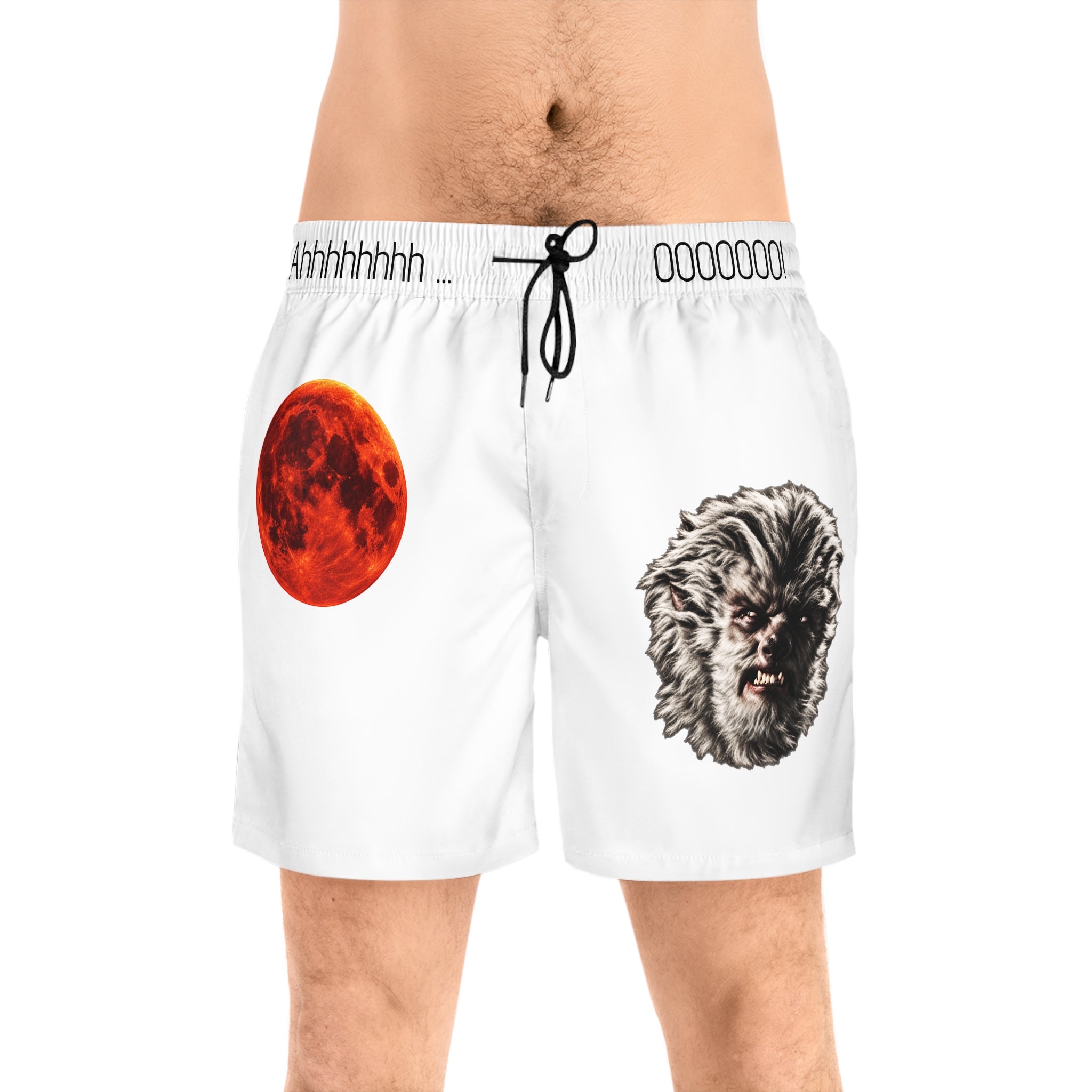 Halloween - Werewolf & Moon - Men's Mid-Length Swim Shorts (AOP)