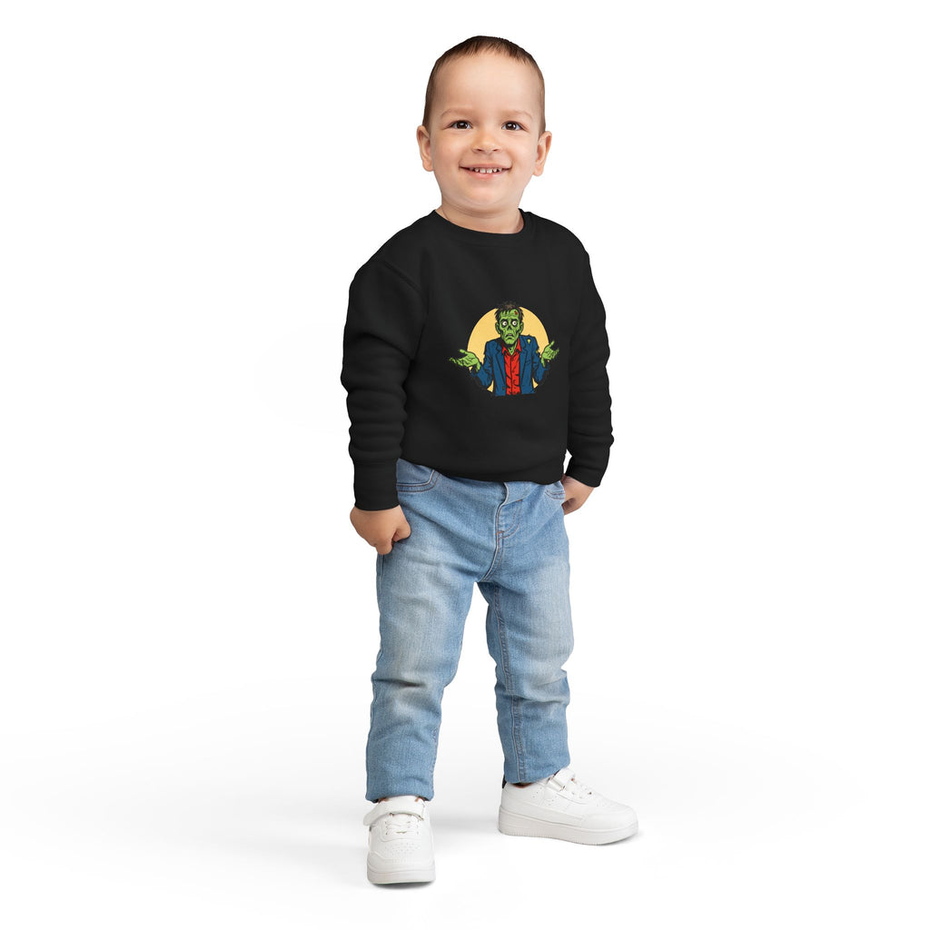 Halloween - Zombie Troubles - Kids Sweatshirt — Cute Shrugging Zombie Toddler Pullover