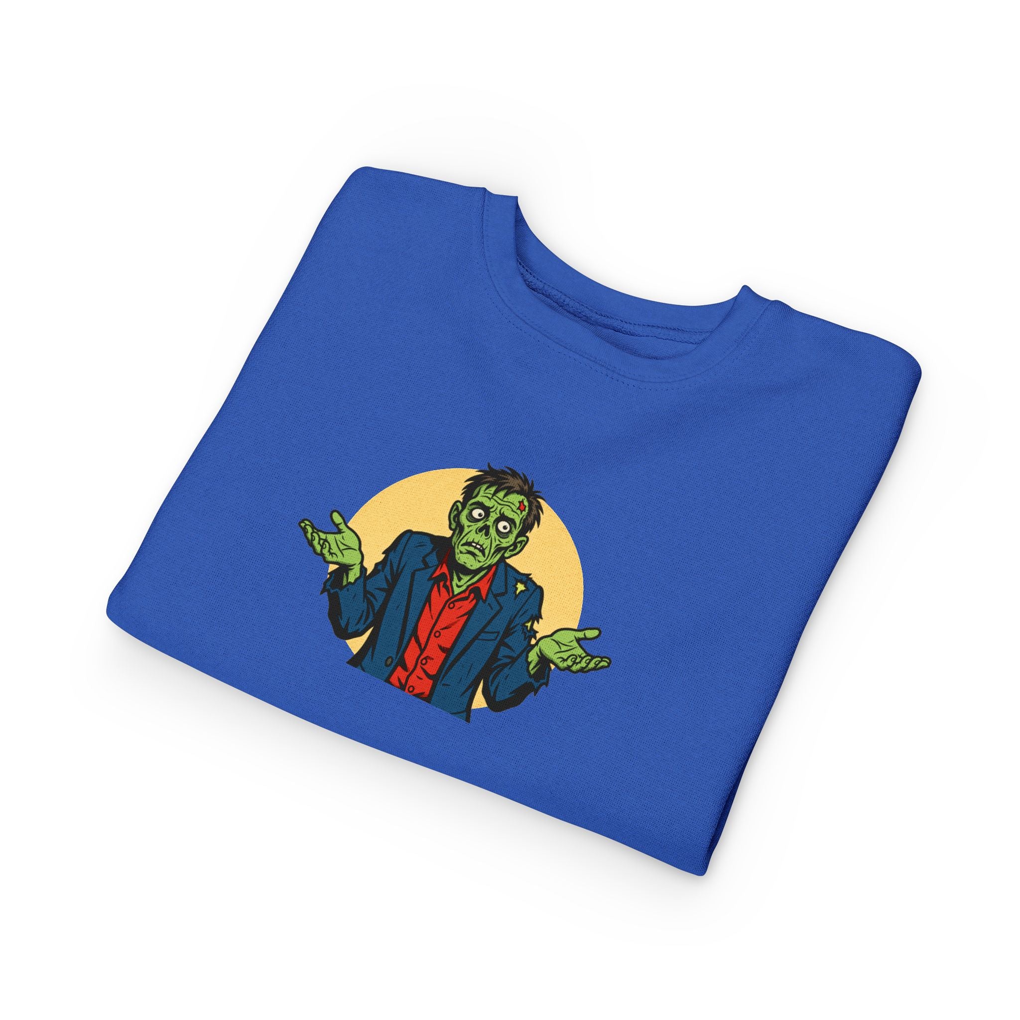 Halloween - Zombie Troubles - Kids Sweatshirt — Cute Shrugging Zombie Toddler Pullover