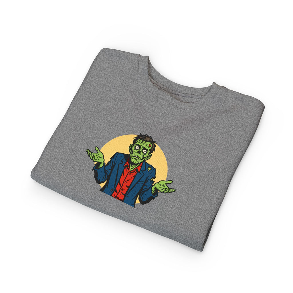 Halloween - Zombie Troubles - Kids Sweatshirt — Cute Shrugging Zombie Toddler Pullover