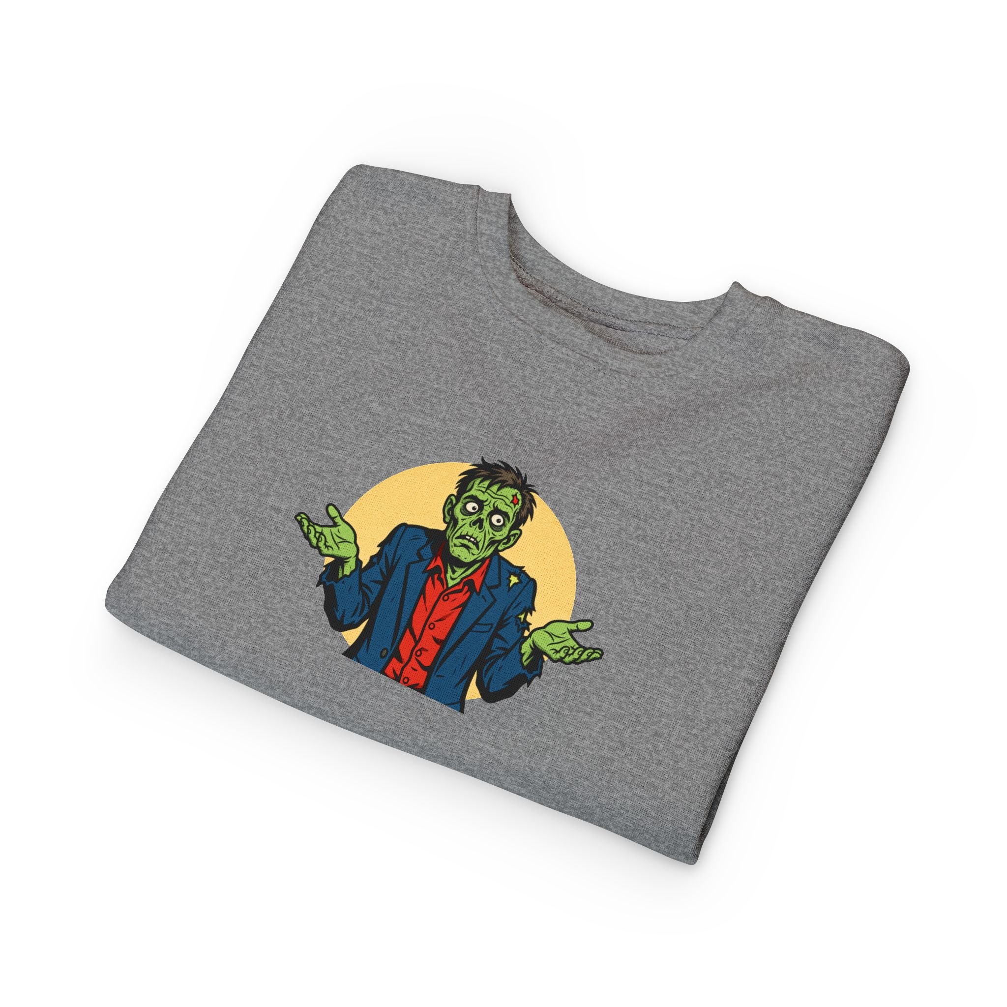 Halloween - Zombie Troubles - Kids Sweatshirt — Cute Shrugging Zombie Toddler Pullover