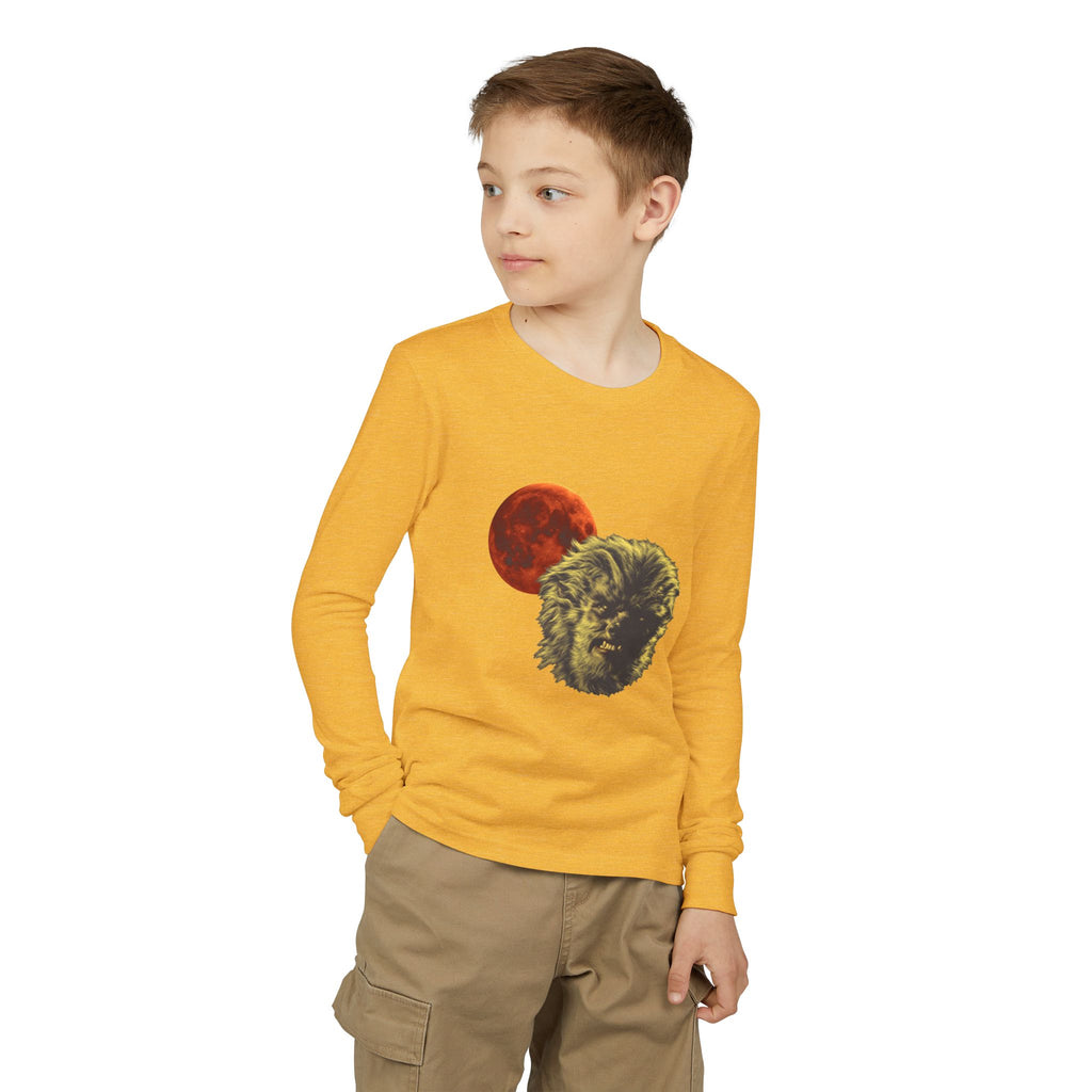 Halloween - Blood Moon and Werewolf - Youth Jersey Long Sleeve Tee
