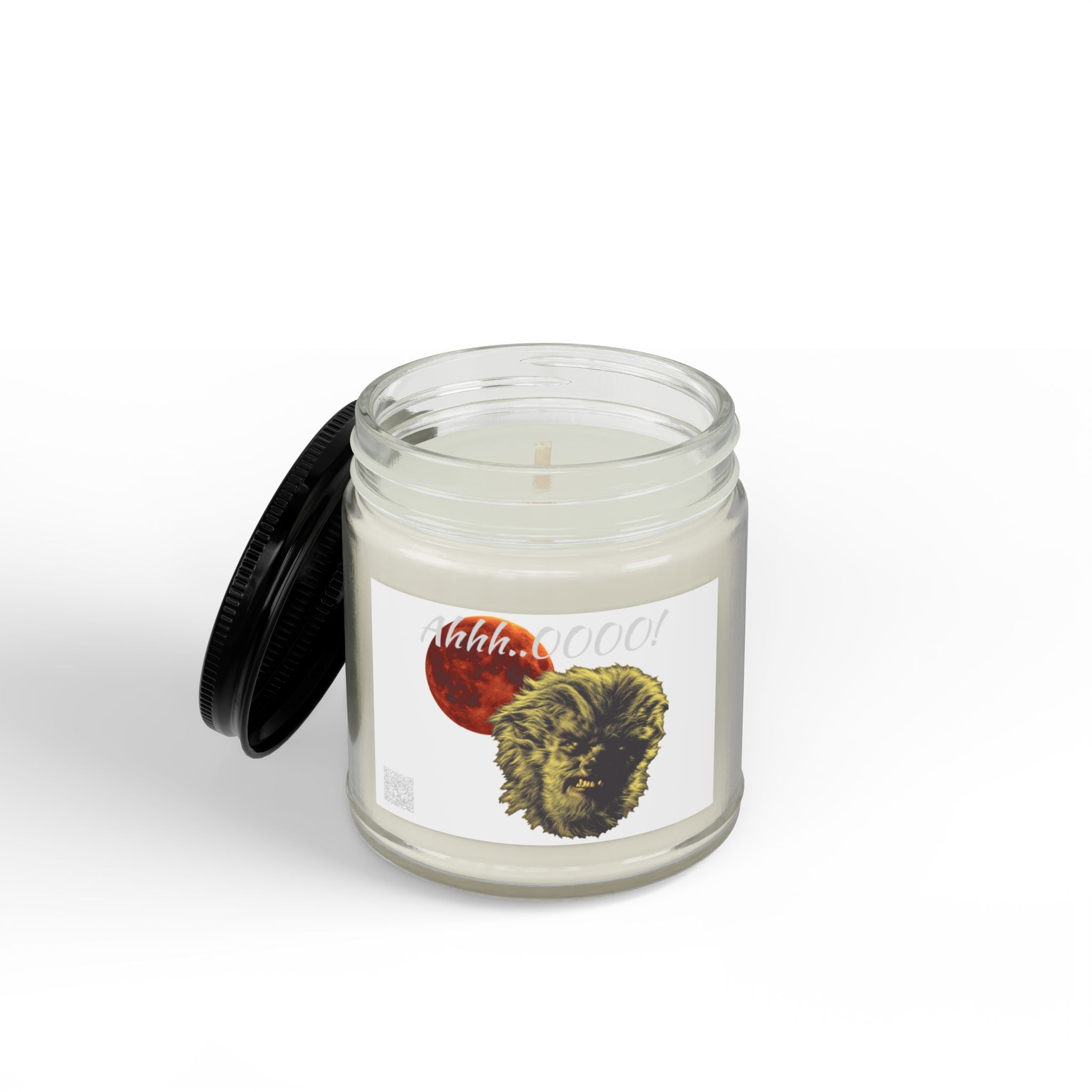Halloween - Midnight Moon and Werewolf - Scented Soy Candles with Black Lid, (4 and 9oz)
