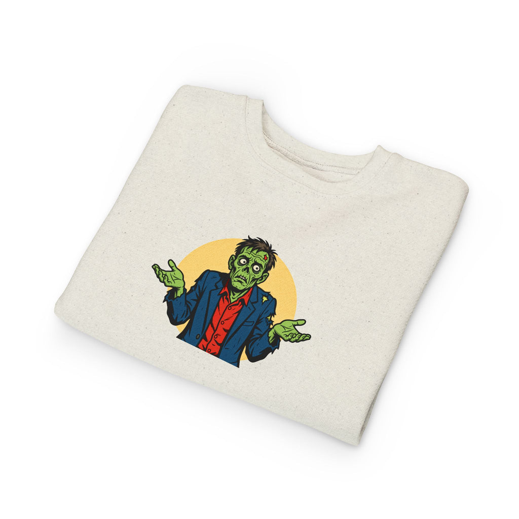 Halloween - Zombie Troubles - Kids Sweatshirt — Cute Shrugging Zombie Toddler Pullover