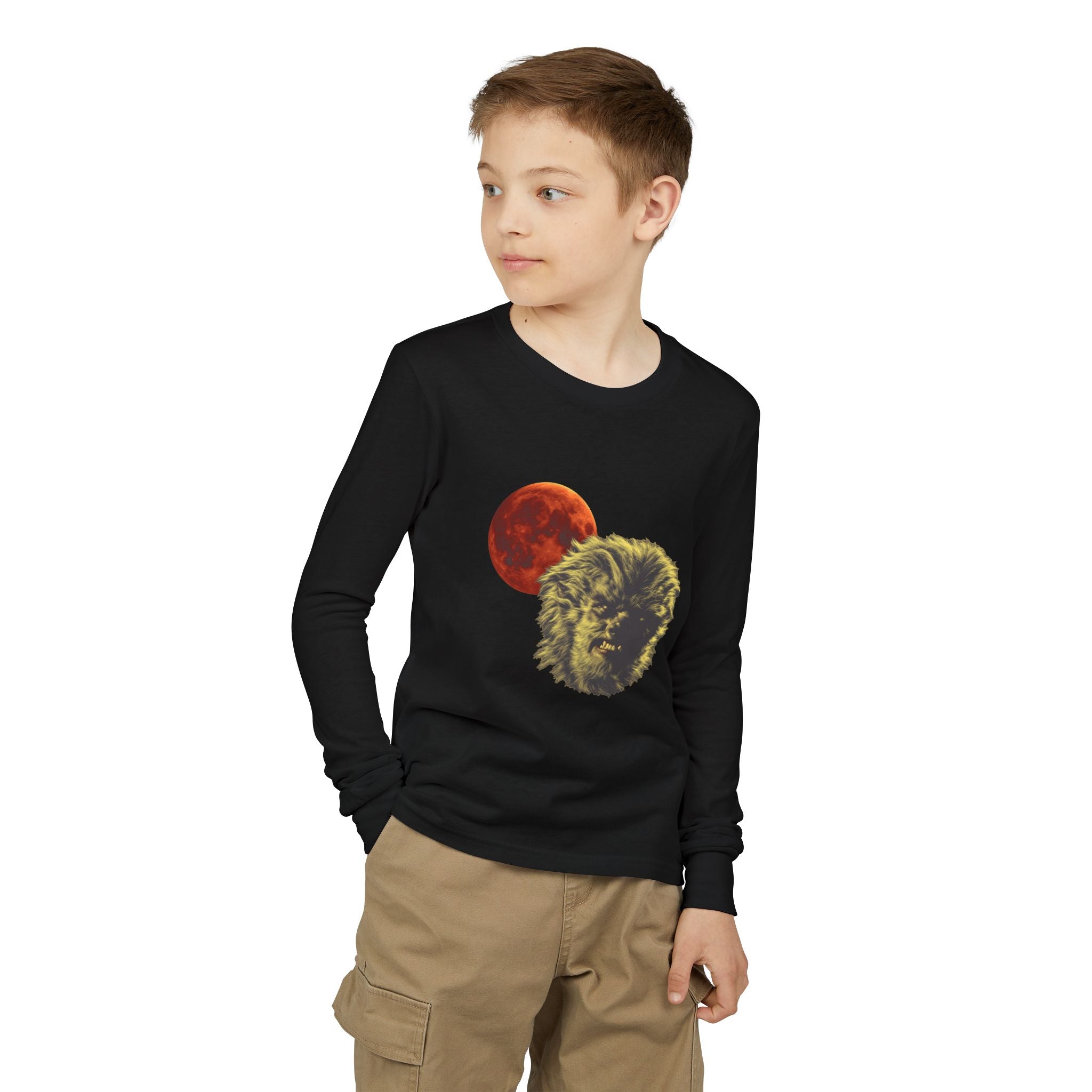 Halloween - Blood Moon and Werewolf - Youth Jersey Long Sleeve Tee
