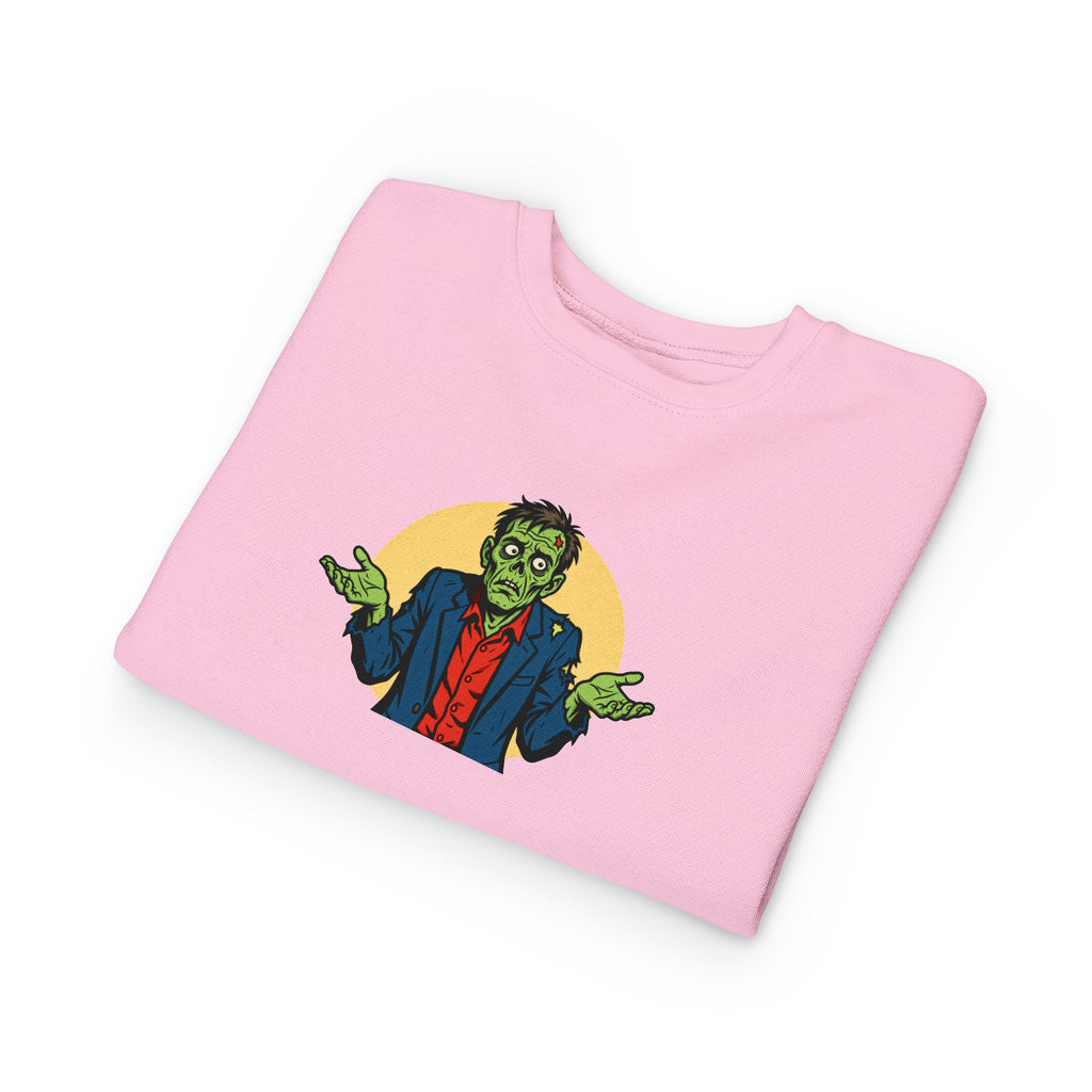 Halloween - Zombie Troubles - Kids Sweatshirt — Cute Shrugging Zombie Toddler Pullover