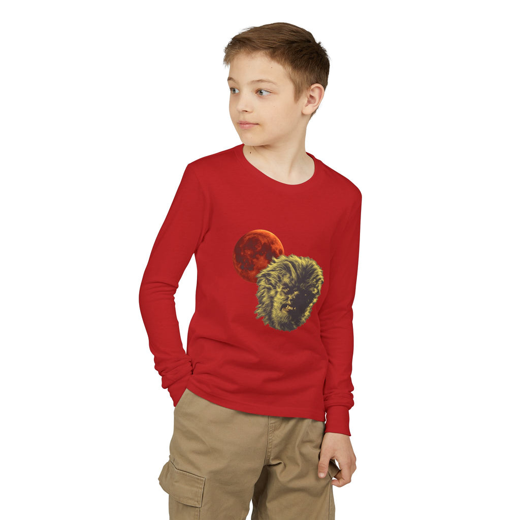 Halloween - Blood Moon and Werewolf - Youth Jersey Long Sleeve Tee
