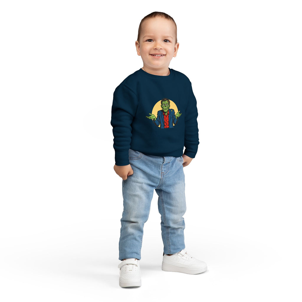 Halloween - Zombie Troubles - Kids Sweatshirt — Cute Shrugging Zombie Toddler Pullover