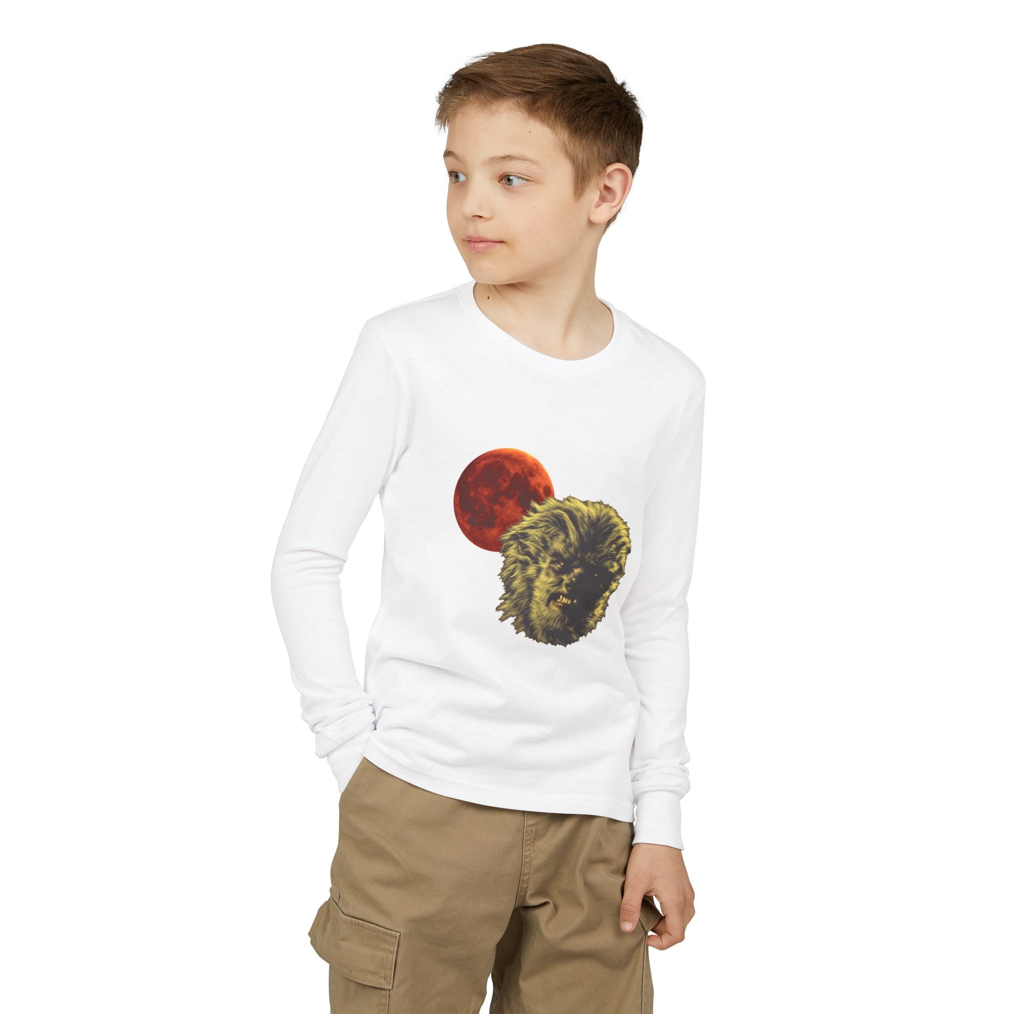 Halloween - Blood Moon and Werewolf - Youth Jersey Long Sleeve Tee