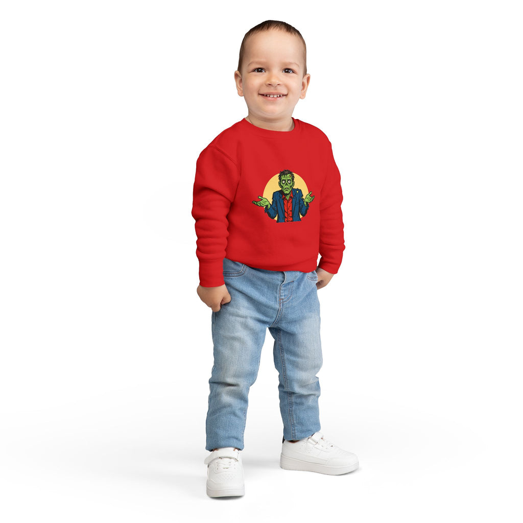 Halloween - Zombie Troubles - Kids Sweatshirt — Cute Shrugging Zombie Toddler Pullover