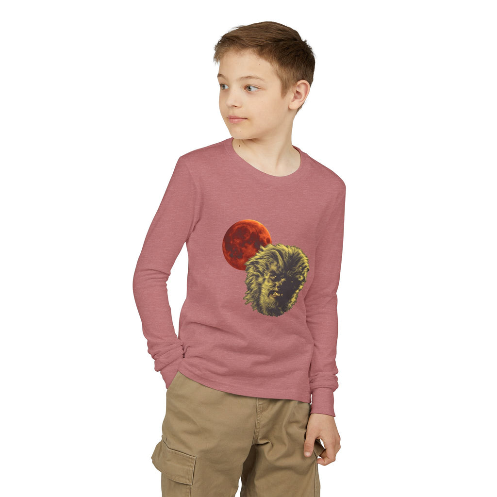 Halloween - Blood Moon and Werewolf - Youth Jersey Long Sleeve Tee