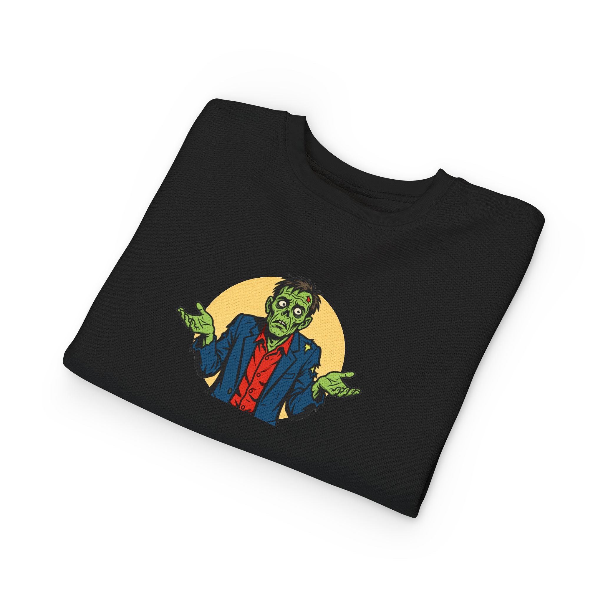 Halloween - Zombie Troubles - Kids Sweatshirt — Cute Shrugging Zombie Toddler Pullover