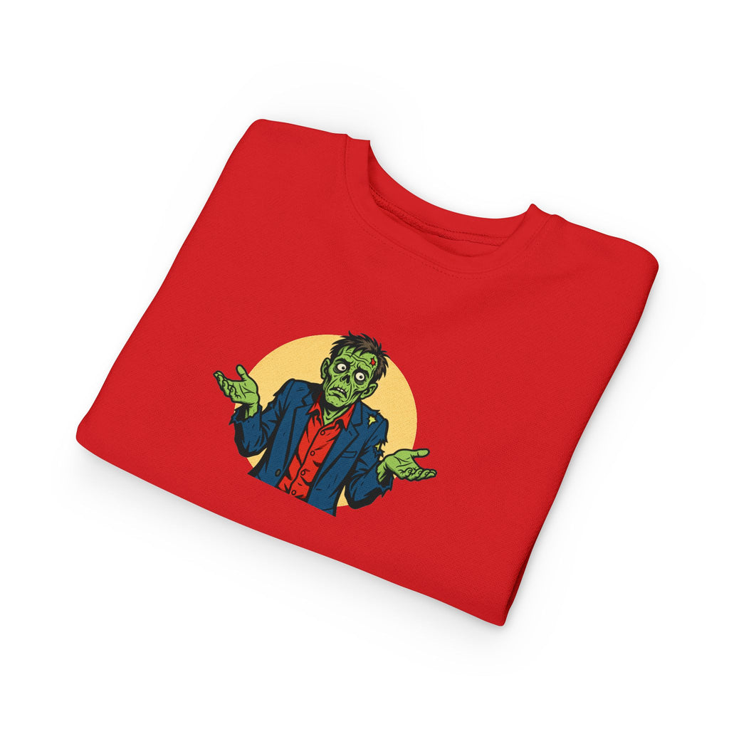 Halloween - Zombie Troubles - Kids Sweatshirt — Cute Shrugging Zombie Toddler Pullover