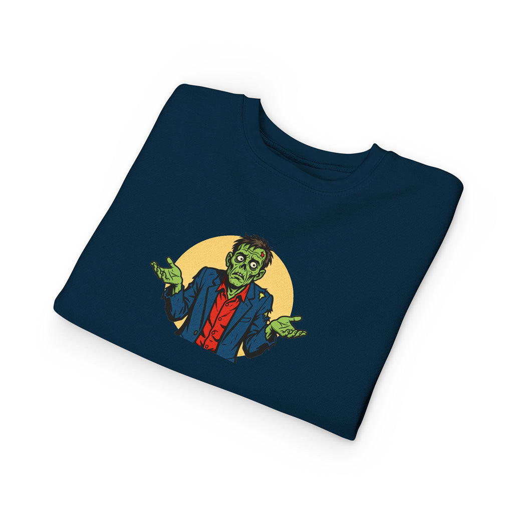 Halloween - Zombie Troubles - Kids Sweatshirt — Cute Shrugging Zombie Toddler Pullover