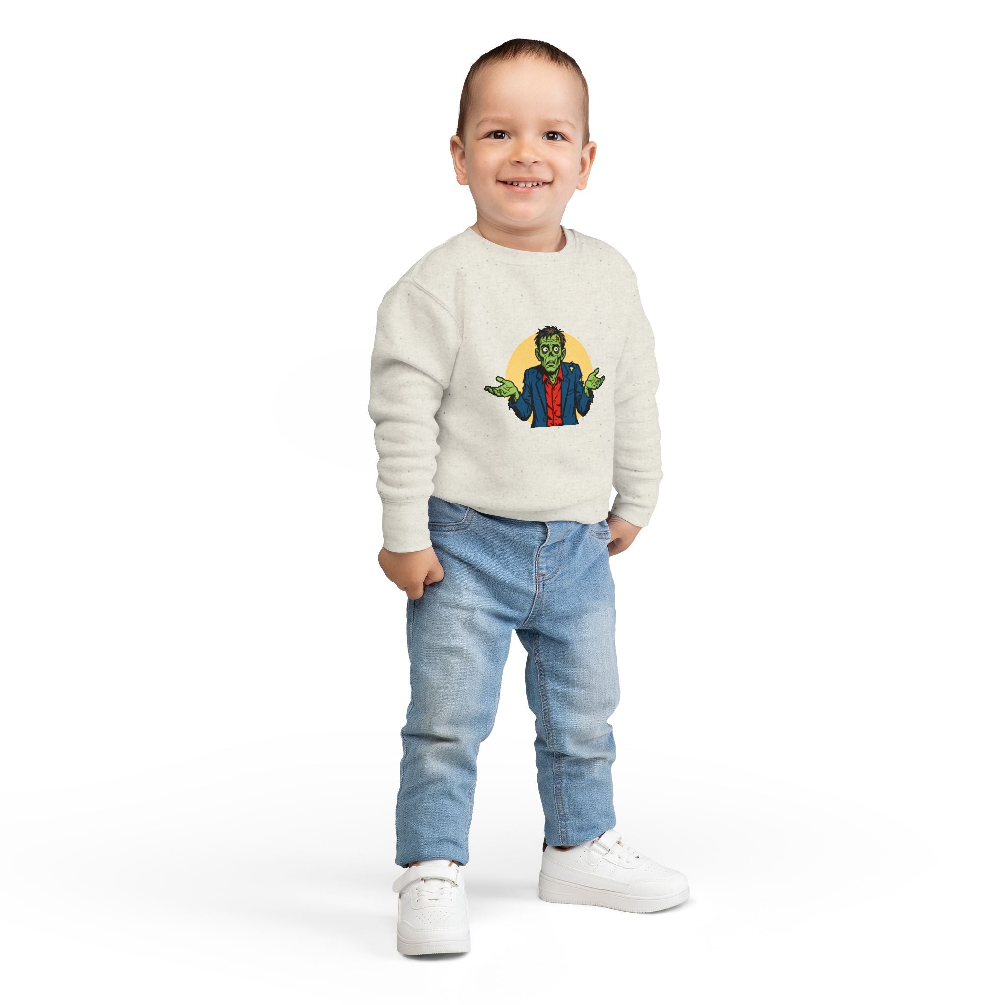Halloween - Zombie Troubles - Kids Sweatshirt — Cute Shrugging Zombie Toddler Pullover