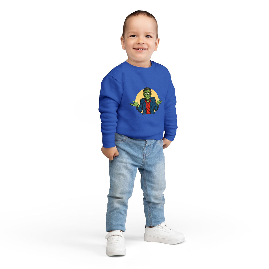 Halloween - Zombie Troubles - Kids Sweatshirt — Cute Shrugging Zombie Toddler Pullover
