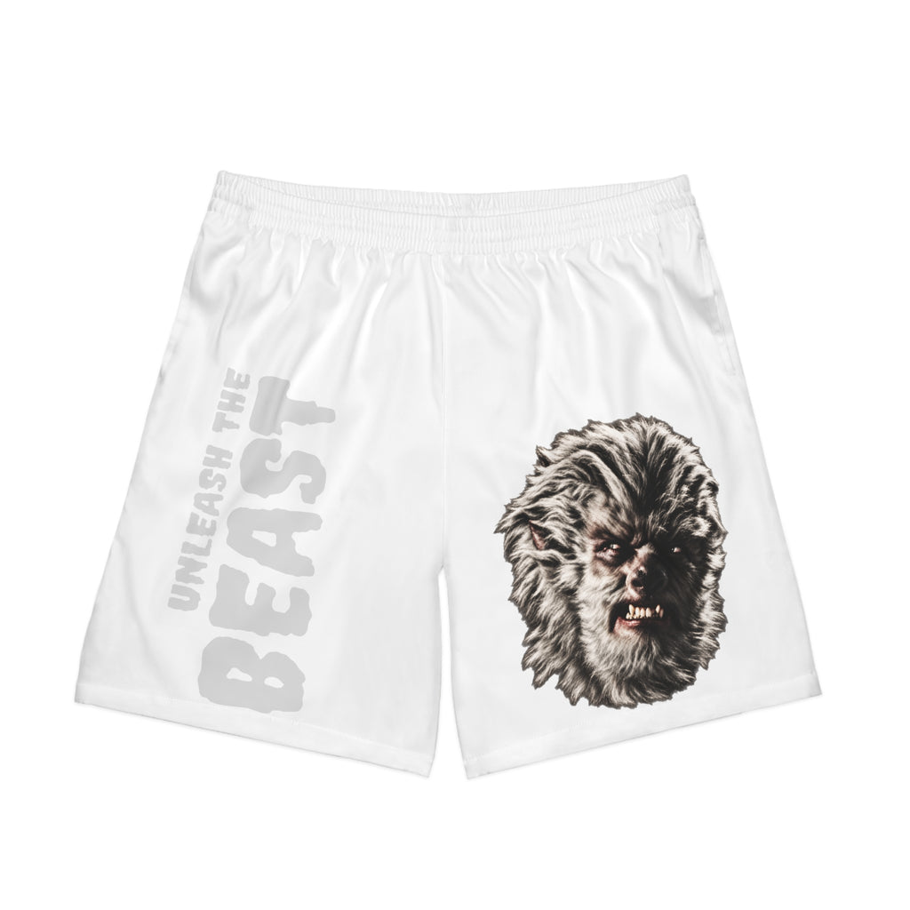 Halloween - Werewolf - Men's Beach Shorts — 'Unleash the Beast' Graphic Swim Trunks