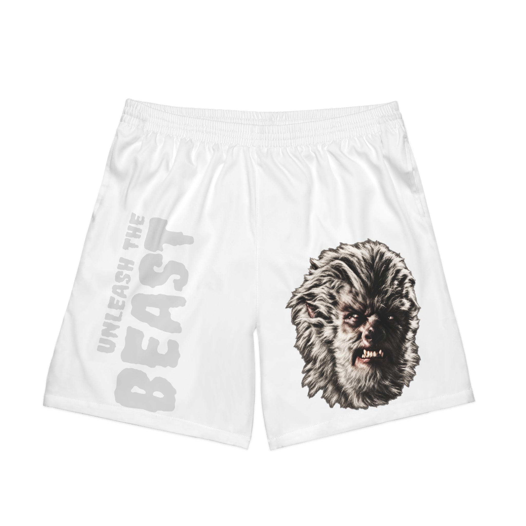 Halloween - Werewolf - Men's Beach Shorts — 'Unleash the Beast' Graphic Swim Trunks