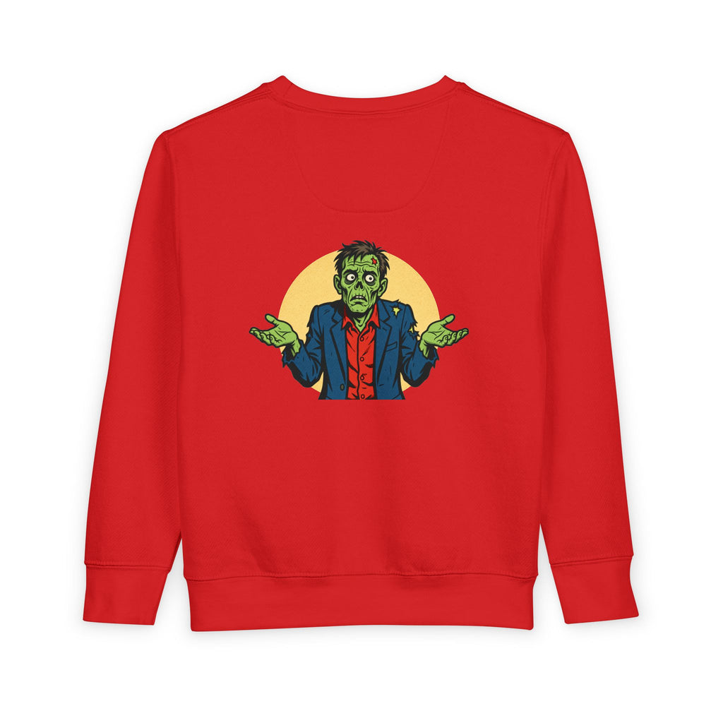 Halloween - Zombie Troubles - Kids Sweatshirt — Cute Shrugging Zombie Toddler Pullover