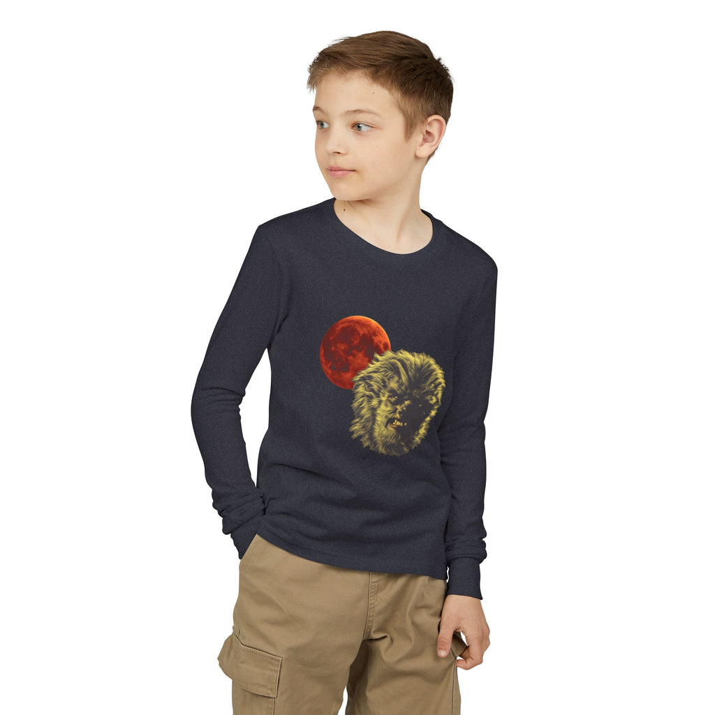 Halloween - Blood Moon and Werewolf - Youth Jersey Long Sleeve Tee