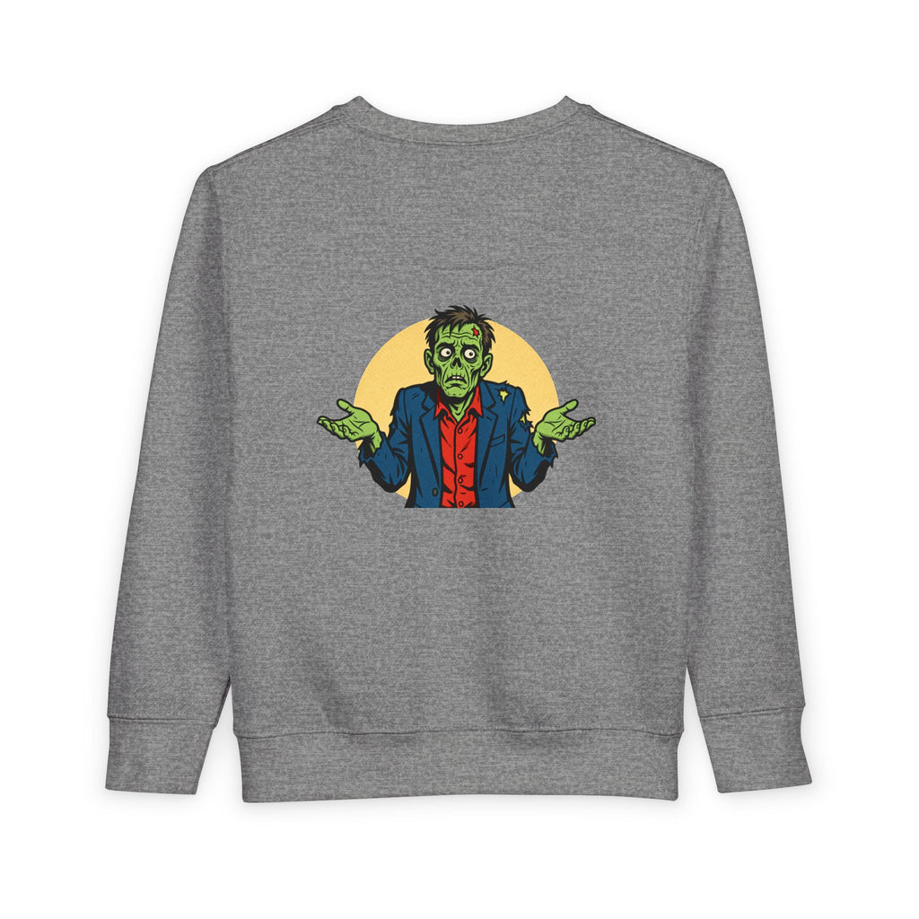 Halloween - Zombie Troubles - Kids Sweatshirt — Cute Shrugging Zombie Toddler Pullover