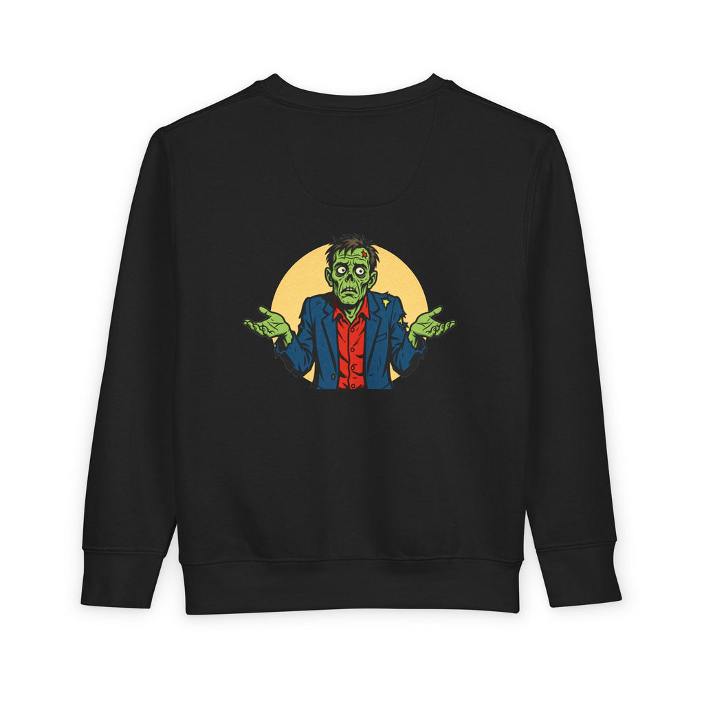 Halloween - Zombie Troubles - Kids Sweatshirt — Cute Shrugging Zombie Toddler Pullover