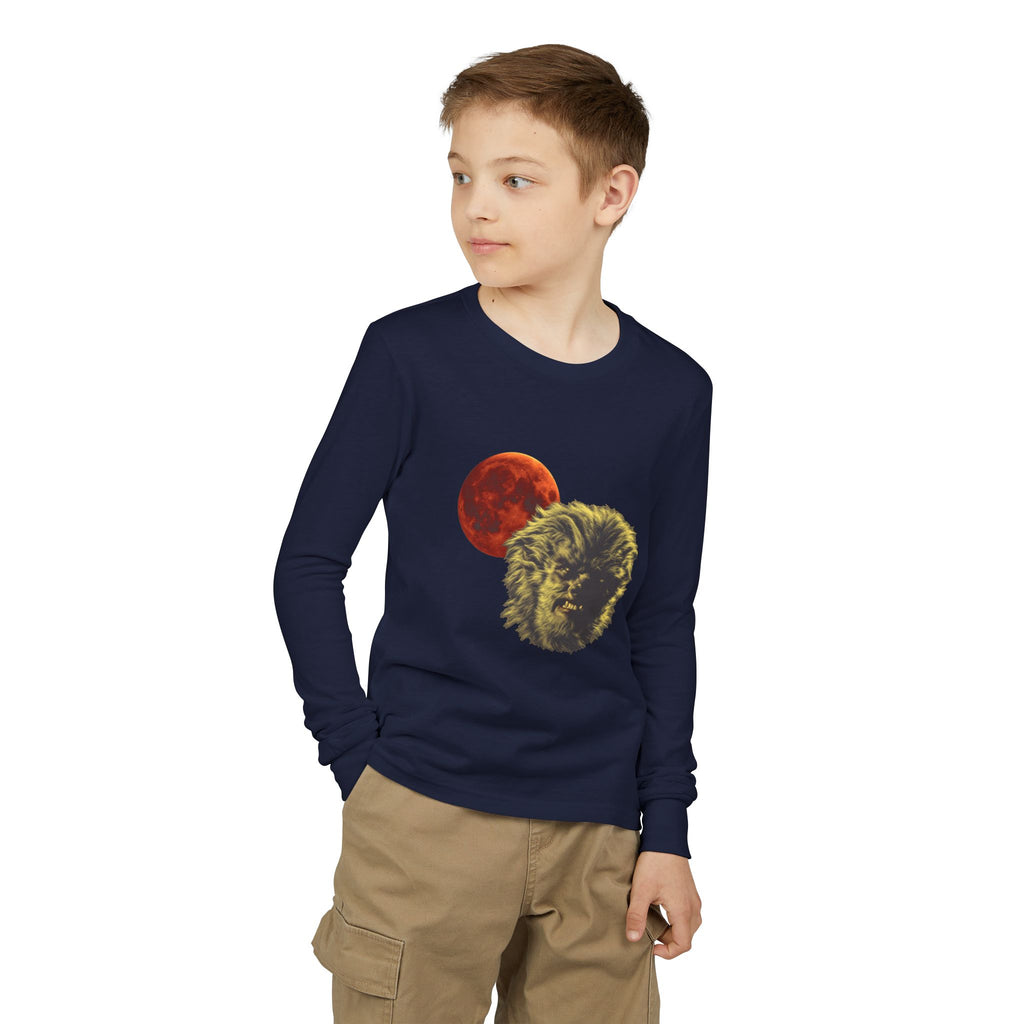 Halloween - Blood Moon and Werewolf - Youth Jersey Long Sleeve Tee