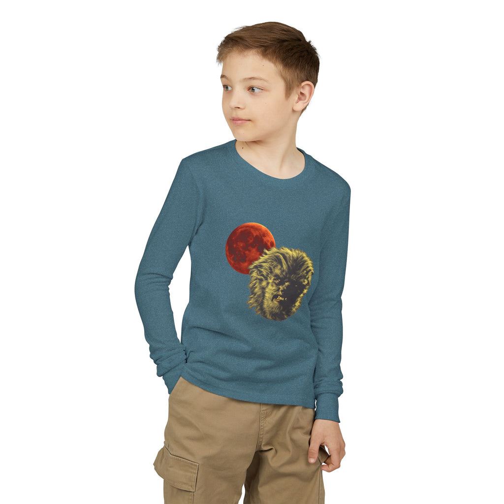 Halloween - Blood Moon and Werewolf - Youth Jersey Long Sleeve Tee
