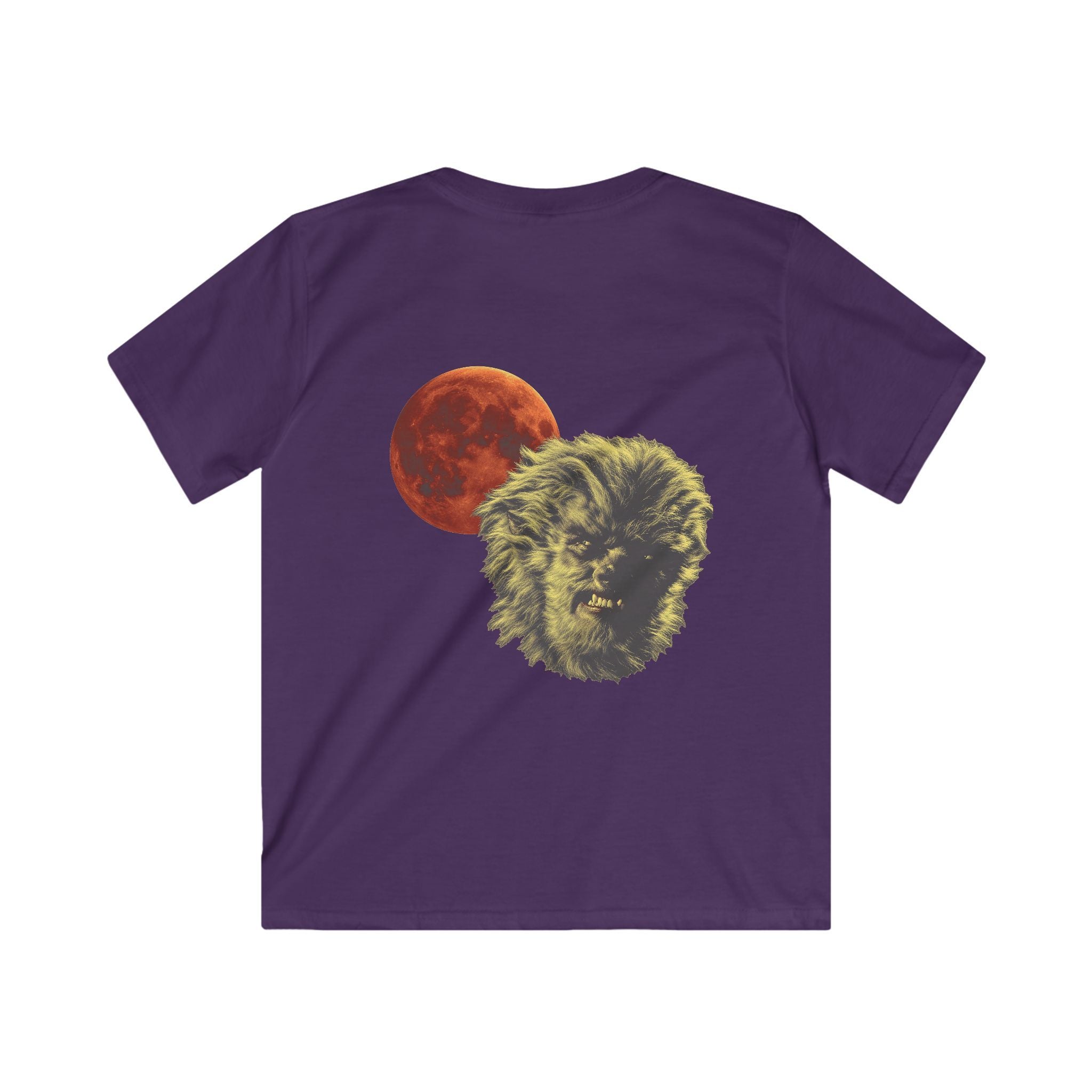 Halloween - Midnight Moon and Werewolf - Kids Softstyle Tee