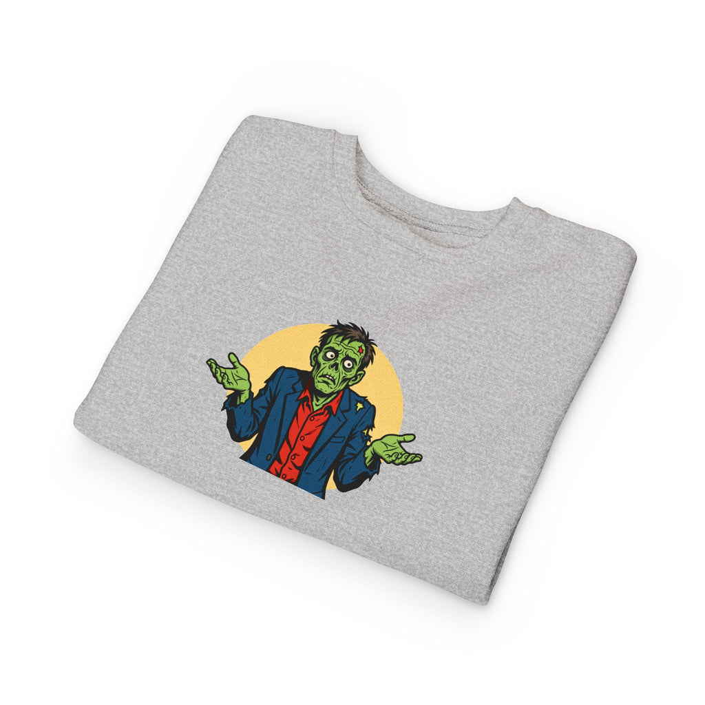 Halloween - Zombie Troubles - Kids Sweatshirt — Cute Shrugging Zombie Toddler Pullover