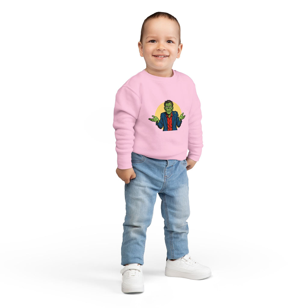 Halloween - Zombie Troubles - Kids Sweatshirt — Cute Shrugging Zombie Toddler Pullover