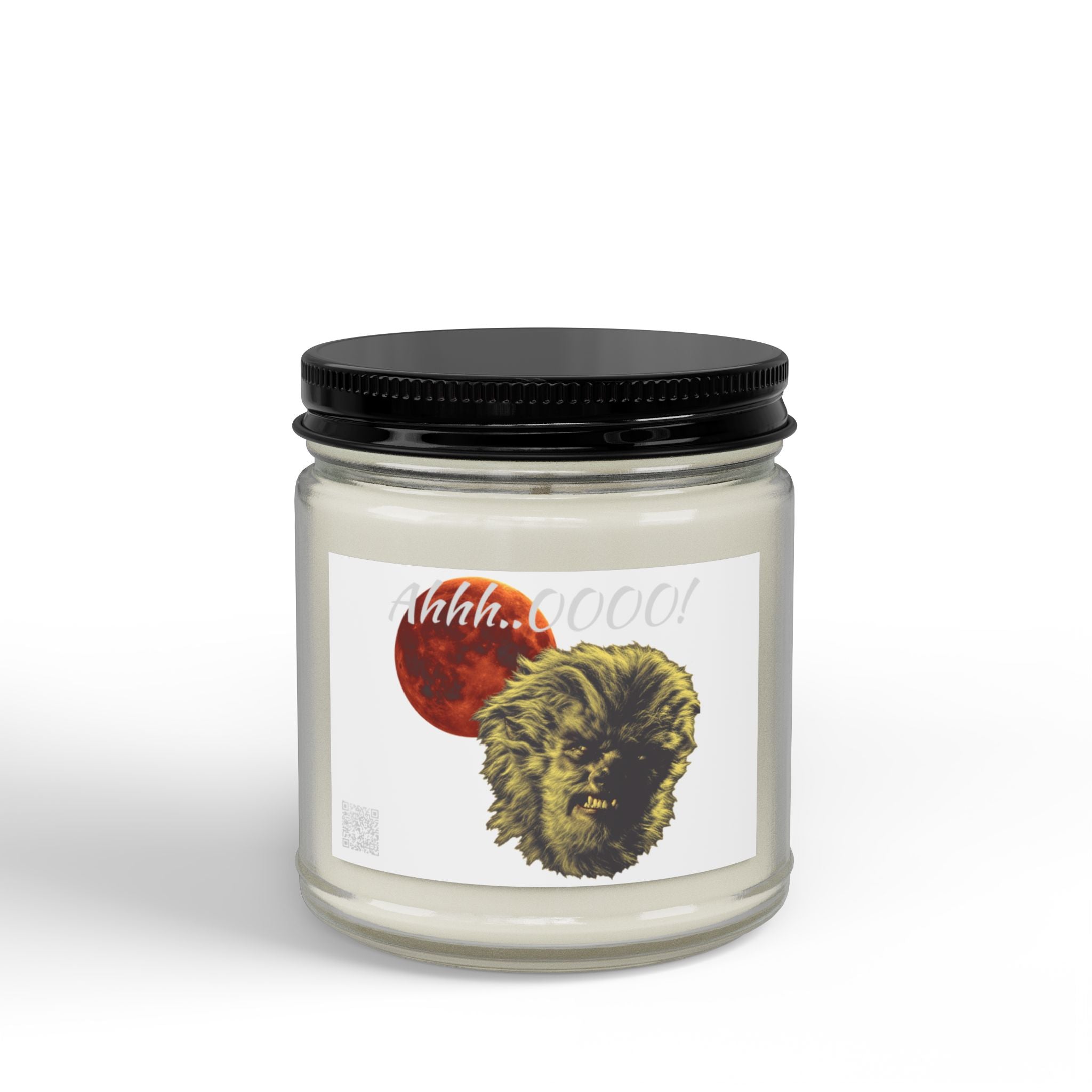 Halloween - Midnight Moon and Werewolf - Scented Soy Candles with Black Lid, (4 and 9oz)