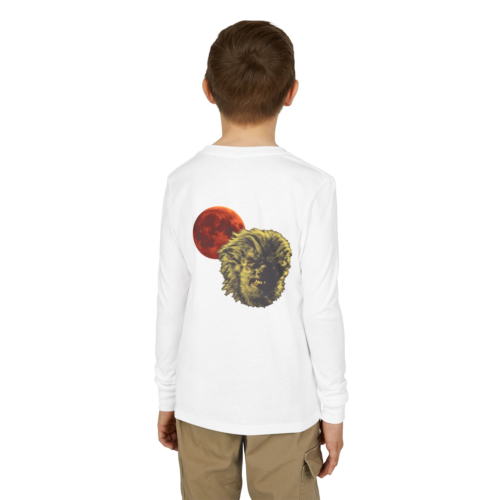 Halloween - Blood Moon and Werewolf - Youth Jersey Long Sleeve Tee