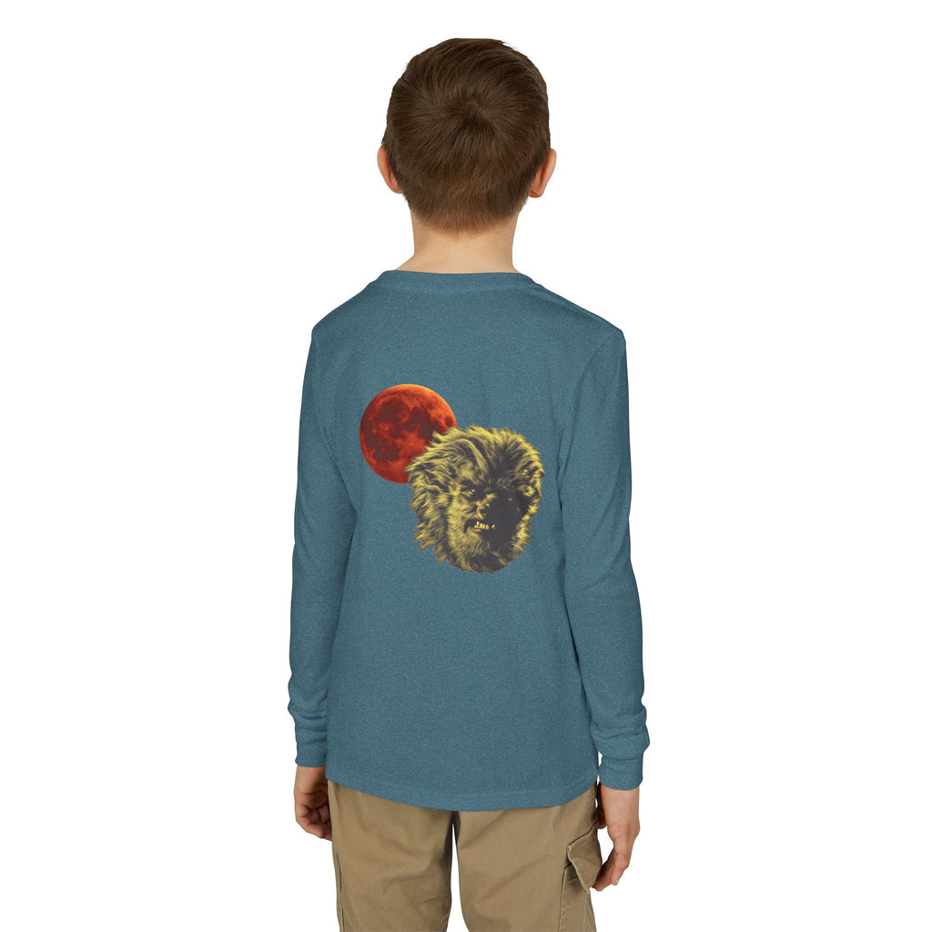 Halloween - Blood Moon and Werewolf - Youth Jersey Long Sleeve Tee