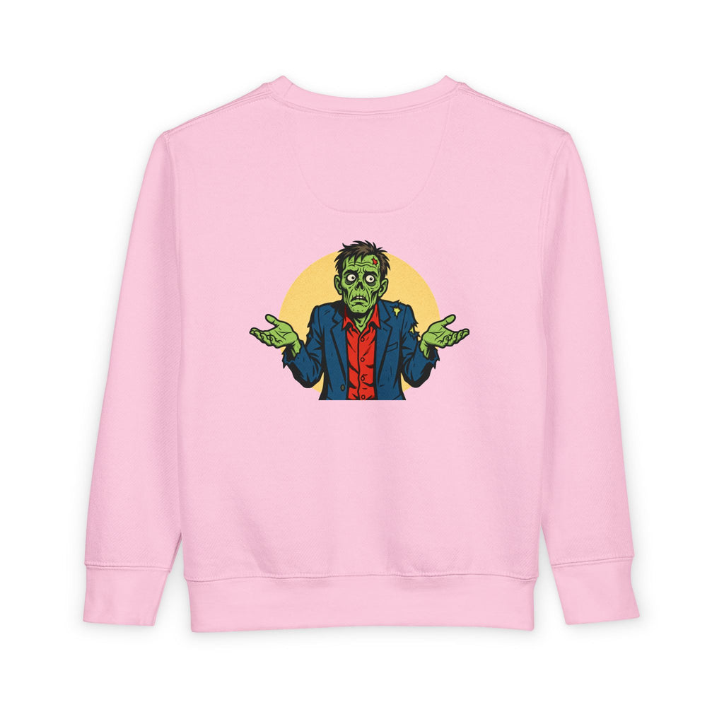 Halloween - Zombie Troubles - Kids Sweatshirt — Cute Shrugging Zombie Toddler Pullover