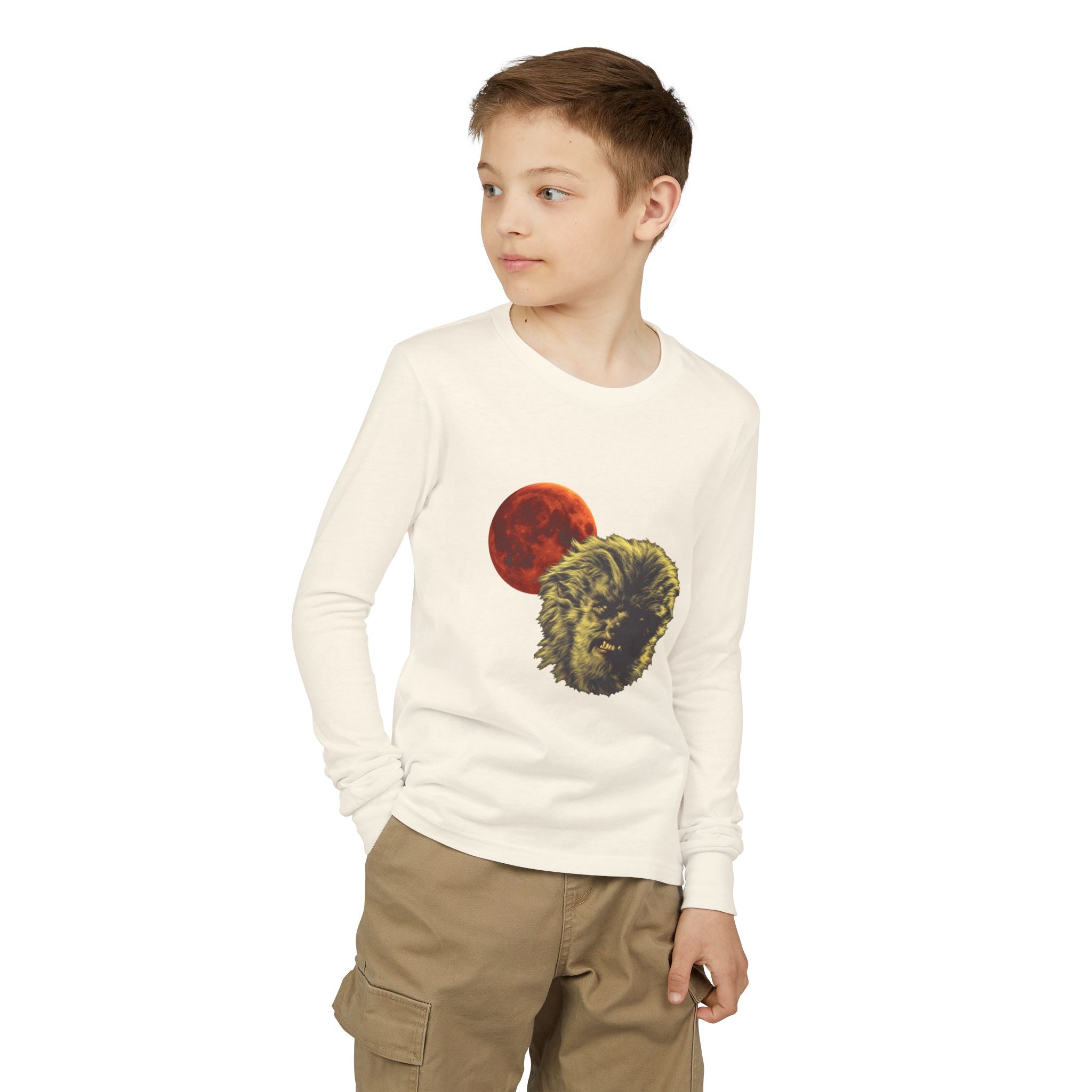 Halloween - Blood Moon and Werewolf - Youth Jersey Long Sleeve Tee