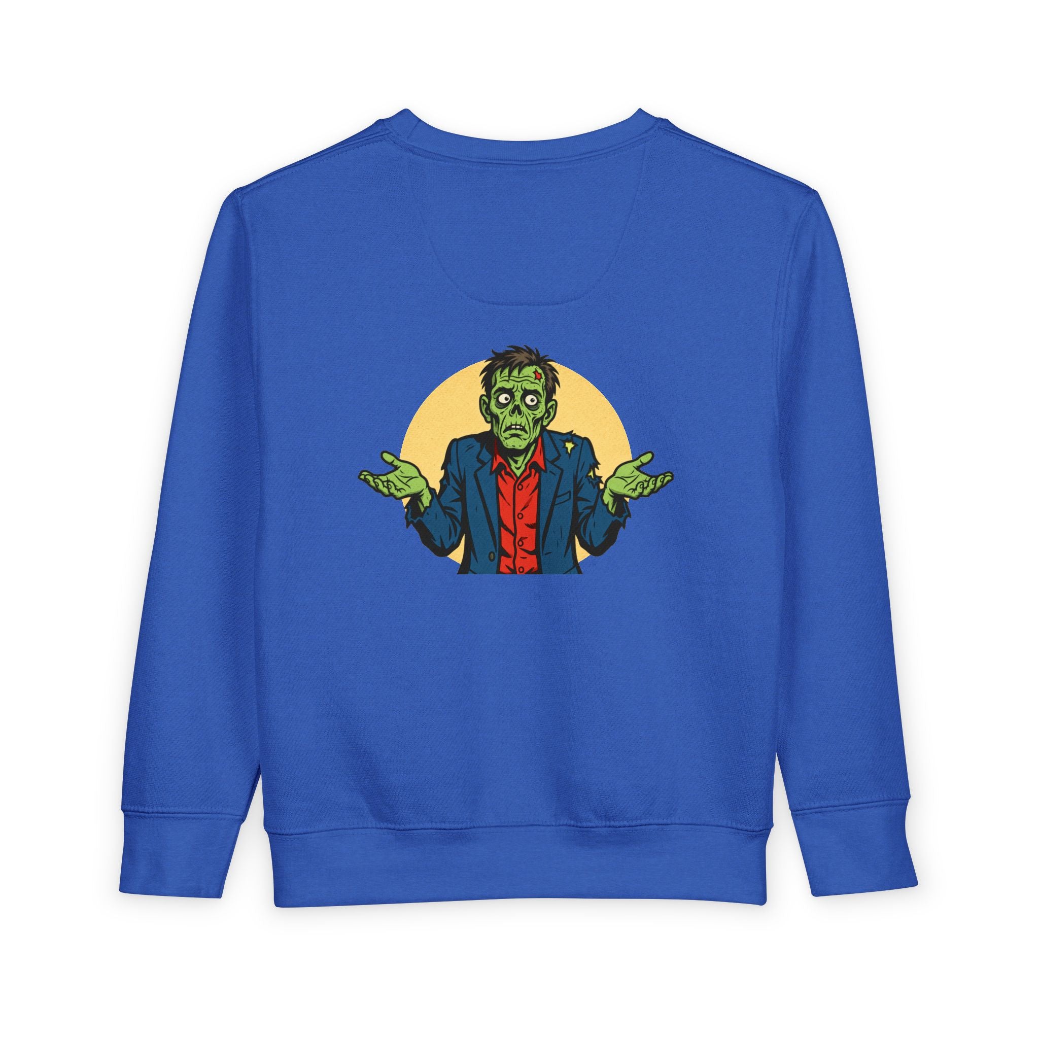 Halloween - Zombie Troubles - Kids Sweatshirt — Cute Shrugging Zombie Toddler Pullover